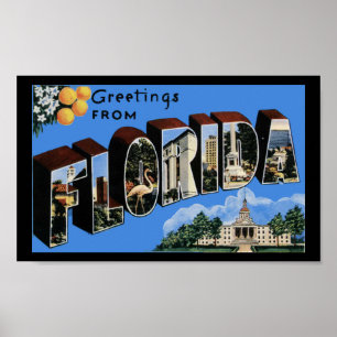 Vintage Print Greetings Florida