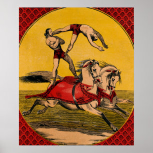 Vintage Print Of Bareback Riders Perfoming Stunts
