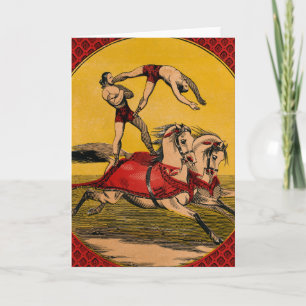 Vintage Print Of Bareback Riders Perfoming Stunts Card