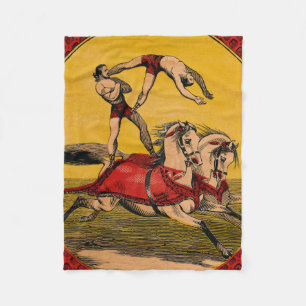 Vintage Print Of Bareback Riders Perfoming Stunts Fleece Blanket