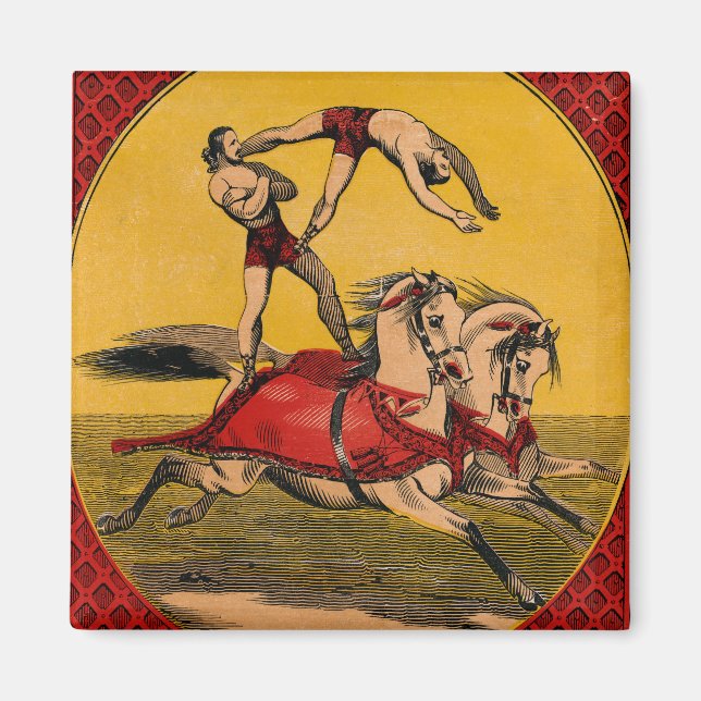 Vintage Print Of Bareback Riders Perfoming Stunts Magnet (Front)
