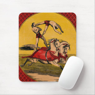Vintage Print Of Bareback Riders Perfoming Stunts Mouse Mat