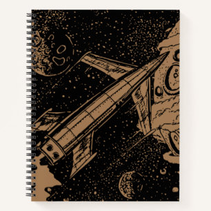 Vintage Print Space Exploration Notebook 