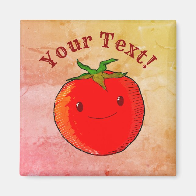 Vintage Print Style Cute Cartoon Tomato Magnet (Front)