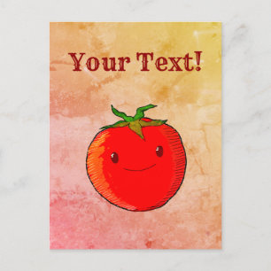 Vintage Print Style Cute Cartoon Tomato Postcard