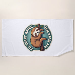Vintage Procrastination Sloth Funny Student Shirt  Beach Towel