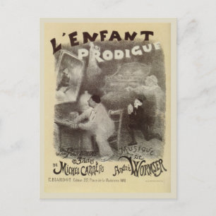 Vintage Prodigal Son mime black and white drawing Postcard