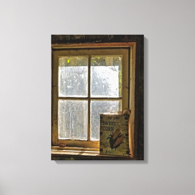 Vintage produce sign in market window (Front)