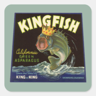 Vintage Product Can Label Art, Kingfish Asparagus