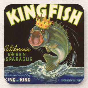 Vintage Product Can Label Art, Kingfish Asparagus Coaster