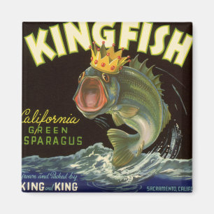 Vintage Product Can Label Art, Kingfish Asparagus Magnet