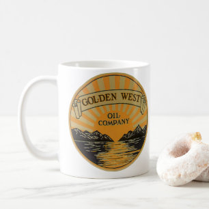 Vintage Product Label Art, Golden West Oil Company Coffee Mug