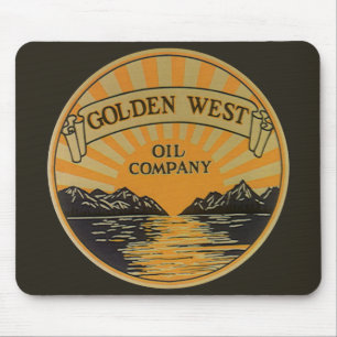 Vintage Product Label Art, Golden West Oil Company Mouse Mat