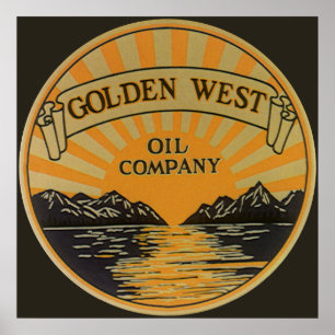 Vintage Product Label Art, Golden West Oil Company Poster
