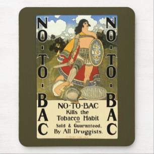 Vintage Product Label Art, No To Bac, Quit Smoking Mouse Mat