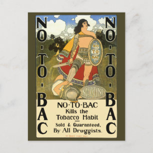 Vintage Product Label Art, No To Bac, Quit Smoking Postcard