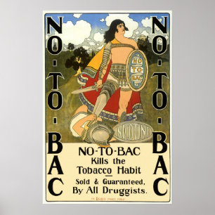 Vintage Product Label Art, No To Bac, Quit Smoking Poster