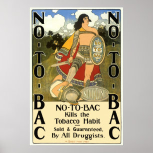 Vintage Product Label Art, No To Bac, Quit Smoking Poster