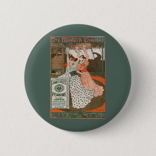 Vintage Product Label Art Pearline Modern Cleanser 6 Cm Round Badge