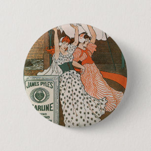 Vintage Product Label Art Pearline Modern Cleanser 6 Cm Round Badge