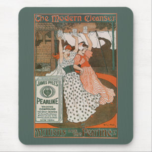Vintage Product Label Art Pearline Modern Cleanser Mouse Mat