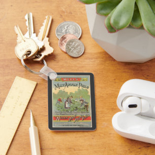 Vintage Product Label Art, Wells May Apple Pills Key Ring