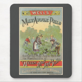 Vintage Product Label Art, Wells May Apple Pills Mouse Mat
