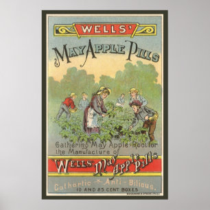 Vintage Product Label Art, Wells May Apple Pills Poster