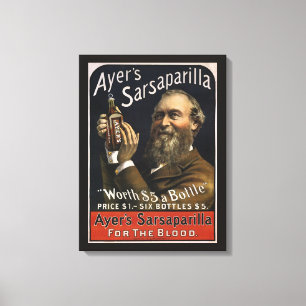 Vintage Product Label, Ayer's Sarsaparilla Drink Canvas Print