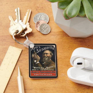 Vintage Product Label, Ayer's Sarsaparilla Drink Key Ring