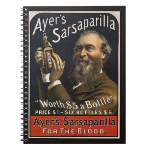 Vintage Product Label, Ayer's Sarsaparilla Drink Notebook