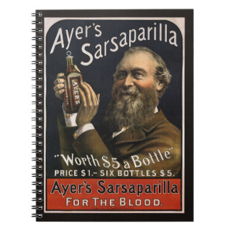 Vintage Product Label, Ayer's Sarsaparilla Drink Notebook