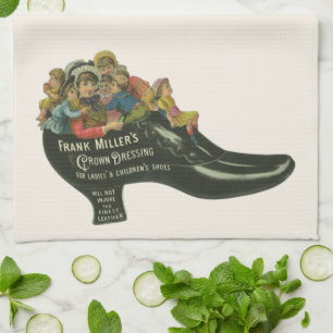 Vintage Product Label, Frank Miller's Shoe Polish Tea Towel