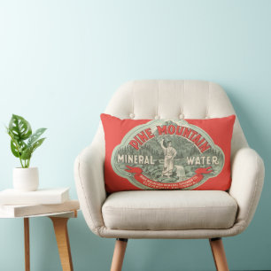 Vintage Product Label, Pine Mountain Mineral Water Lumbar Cushion