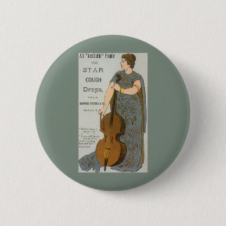Vintage Product Label, Star Cough Drops with Cello 6 Cm Round Badge