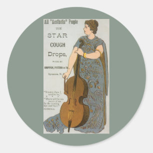 Vintage Product Label, Star Cough Drops with Cello Classic Round Sticker