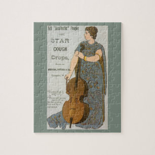 Vintage Product Label, Star Cough Drops with Cello Jigsaw Puzzle
