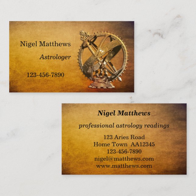 Vintage Professional Astrologer Business Card (Front/Back)