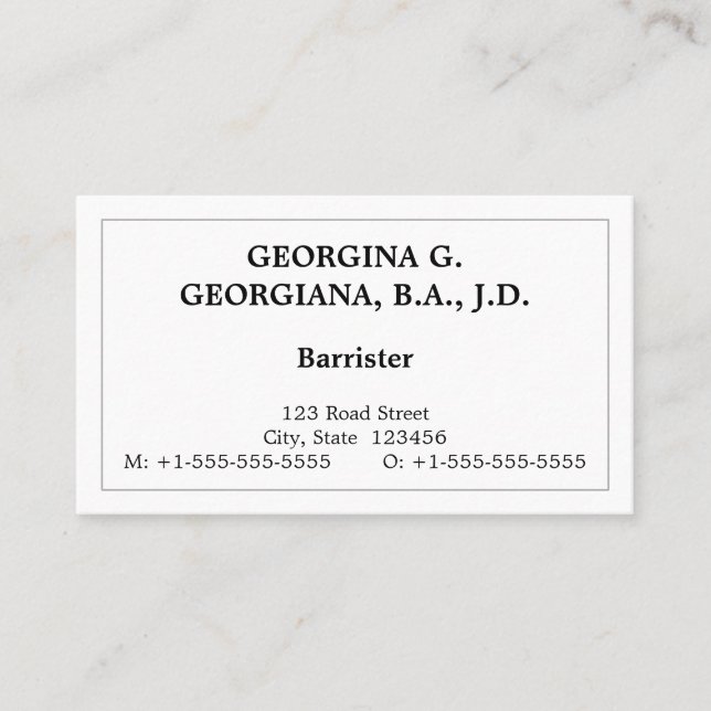 Vintage, Professional Attorney Business Card (Front)
