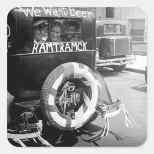 Vintage Prohibition Beer, We Want Beer, History Square Sticker