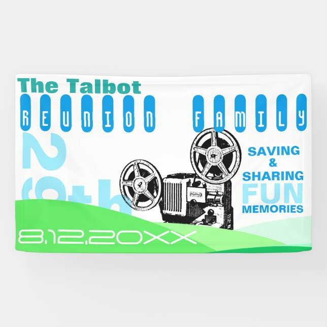 Vintage Projector Family Reunion Banner (Horizontal)