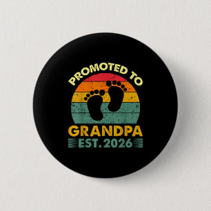 Vintage promoted to grandpa 2026 first time grandp 6 cm round badge