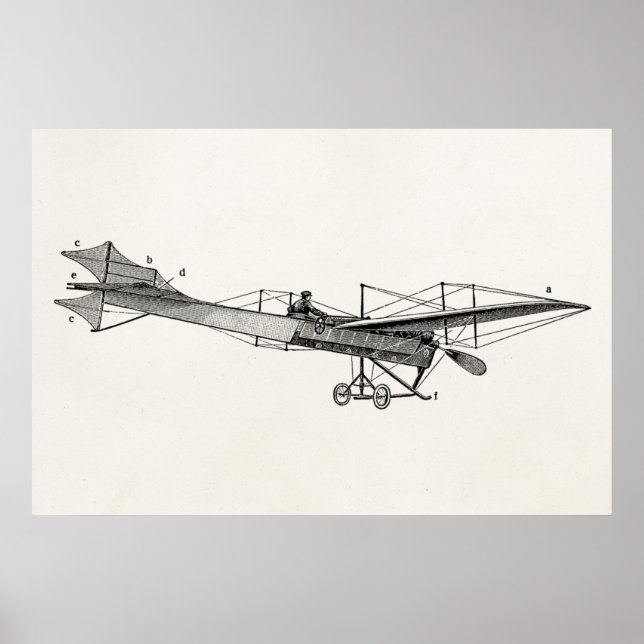 Vintage Propeller Aeroplane Retro Old Prop Plane Poster (Front)