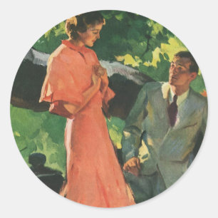 Vintage Proposal; Will You Marry Me? Classic Round Sticker