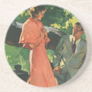 Vintage Proposal; Will You Marry Me? Coaster