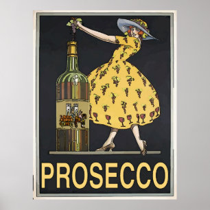 Vintage Prosecco Wine Maid Poster