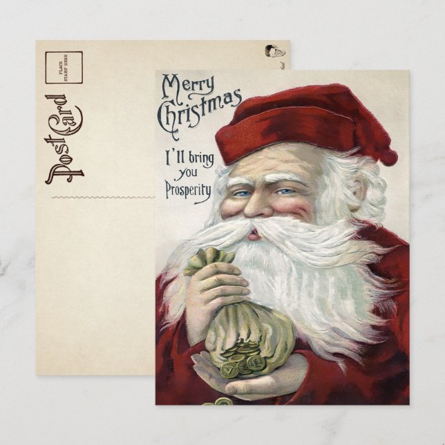Vintage Prosperity Santa Christmas Postcard  (Front/Back)