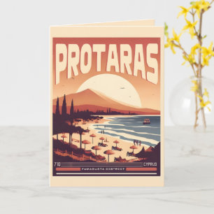 vintage Protaras cyprus holiday on beach gift Card