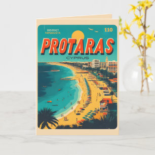vintage Protaras cyprus holiday on beach gift Card