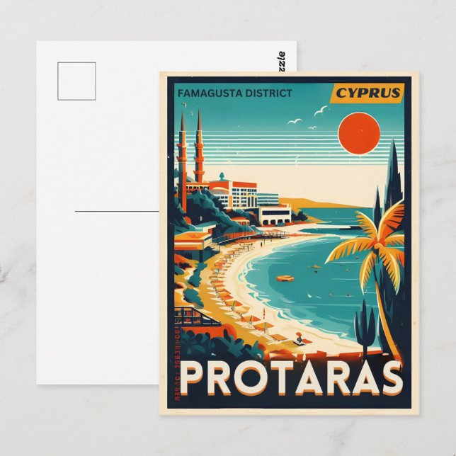 vintage Protaras cyprus holiday on beach gift Postcard (Front/Back)
